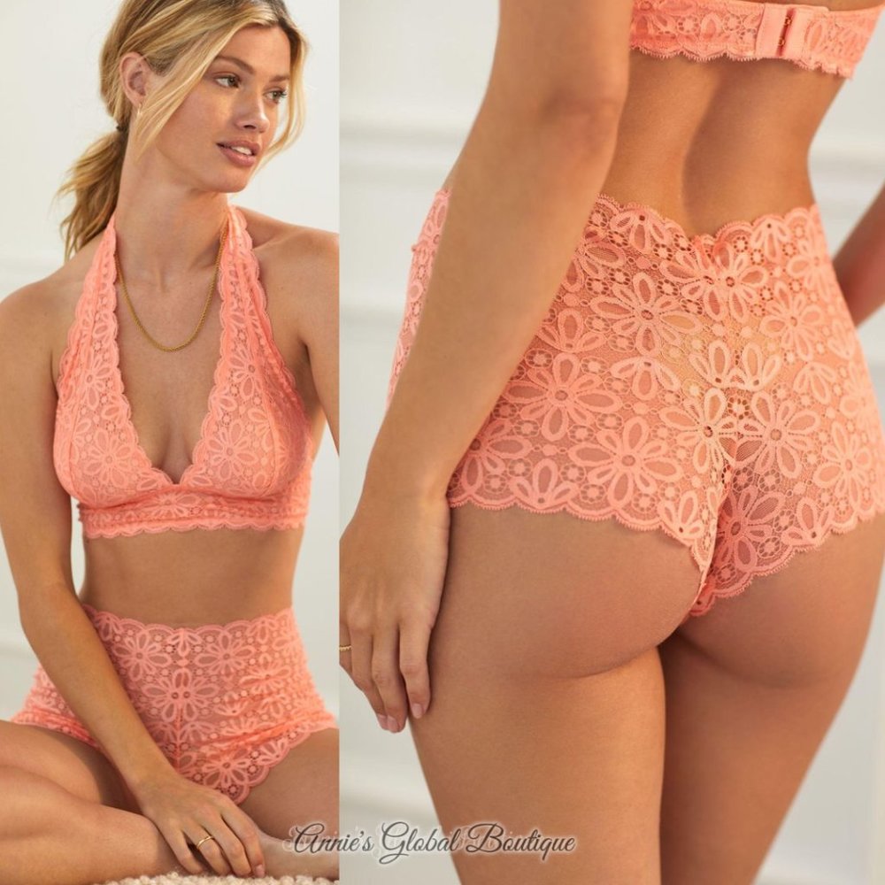 NWT, Anthropologie Sugared Peach Lace High-Waisted Briefs - Picture 13 of 16